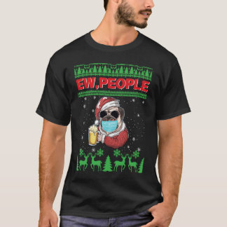 T-shirt Gens dégoûtants Masque facial de chien pug noir No