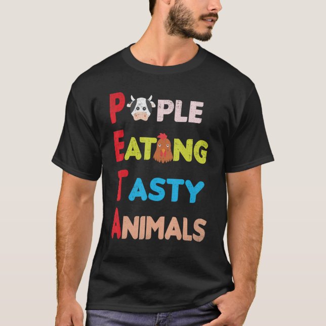 T-shirt Gens Drôle Manger Animaux Savoureux - PETA Parodie (Devant)