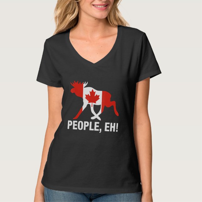 T-shirt Gens, hein! Drôle de Canada Moose Maple Leaf Canad (Devant)
