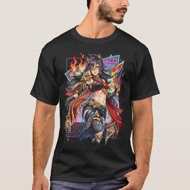T-shirt Genshin Dehya Cheveux longs foncés striés d'or Vap (Devant)