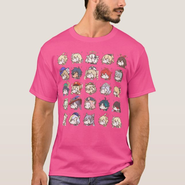 T-shirt Genshin Impact Kawaii Chibi Nerdy Classe de caract (Devant)
