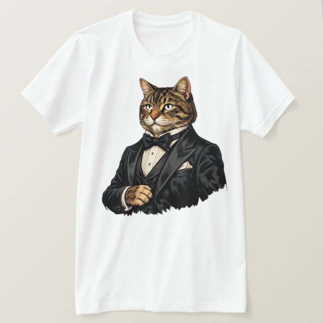 T-shirt Gentleman Chat Smoking (Design devant)