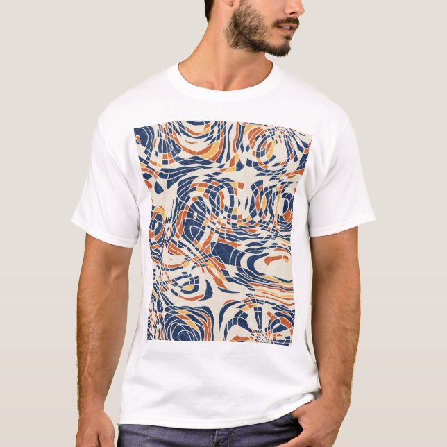 T-shirt Géo Abstraite, motif topographique sans couture. (Devant)