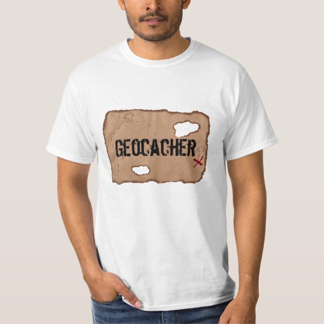 T-Shirt : Geocacher (Carte des trésors). BLANCHE (Devant)
