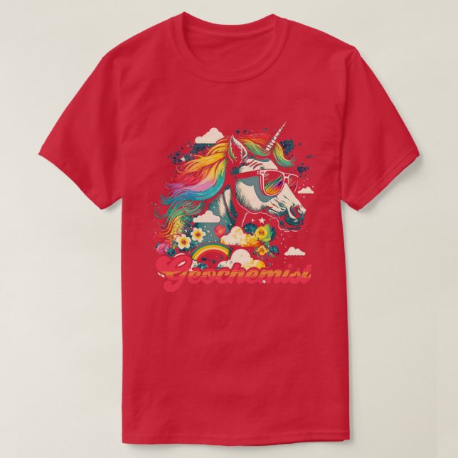 T-shirt Géochimiste de la licorne arc-en-ciel (Design devant)