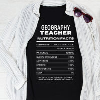 Géographie Professeur Nutrition Facts Funny T-shir