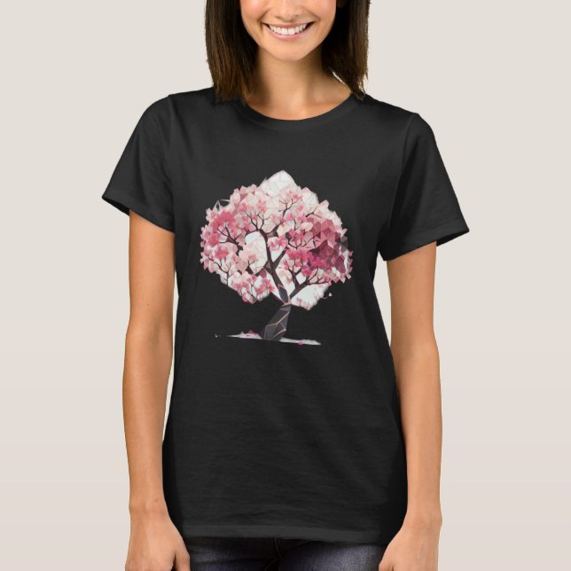 T-shirt Geometric Harmony of Spring Cherry Blossom Tree of (Devant)