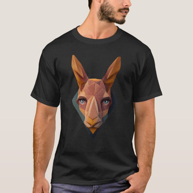 T-shirt Geometric Kangaroo Head Polygon Colorful Low Poly (Devant)
