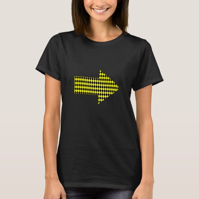 T-shirt Geometric Large Harlequin Pattern Yellow and Black (Devant)