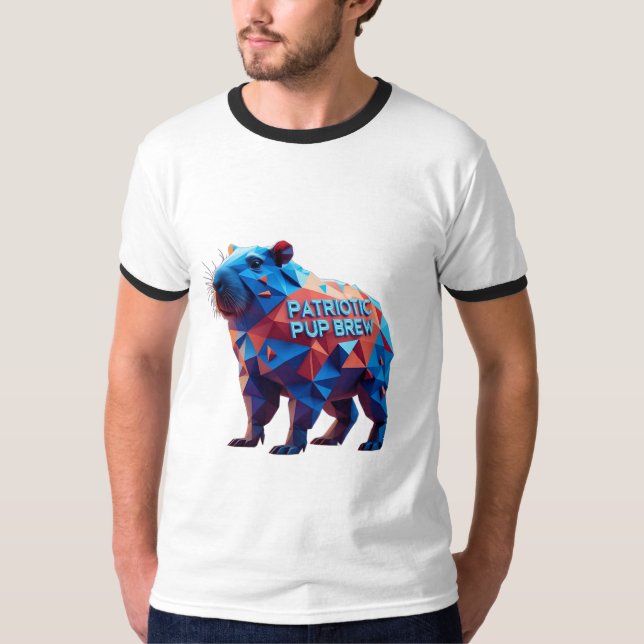 T-shirt Geometric 'Patriotic Pup Brew' Futuristic Tee (Devant)