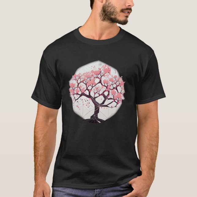 T-shirt Geometric Sakura Bloom Cherry blossom tree of life (Devant)