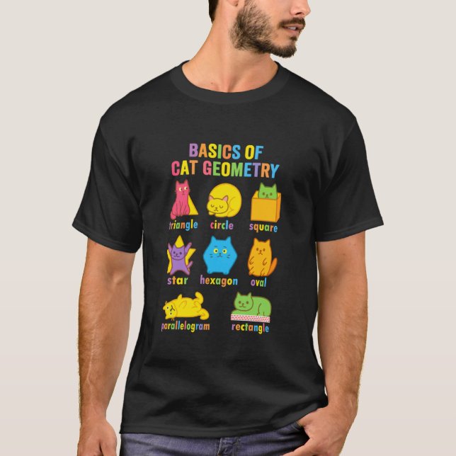 T-shirt Géométrie de chat de maths drôle Retour à l'école  (Devant)