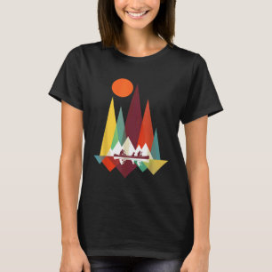 T-shirt Géométrie de montagne minimale Camping extérieur d