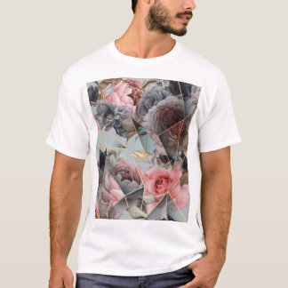 T-shirt Géométrie en cristal floral, fond lumineux aquarel