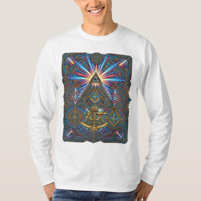 T-shirt Géométrie Maçonnique Néon (Devant)