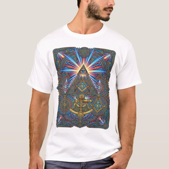 T-shirt Géométrie Maçonnique Néon (Devant)