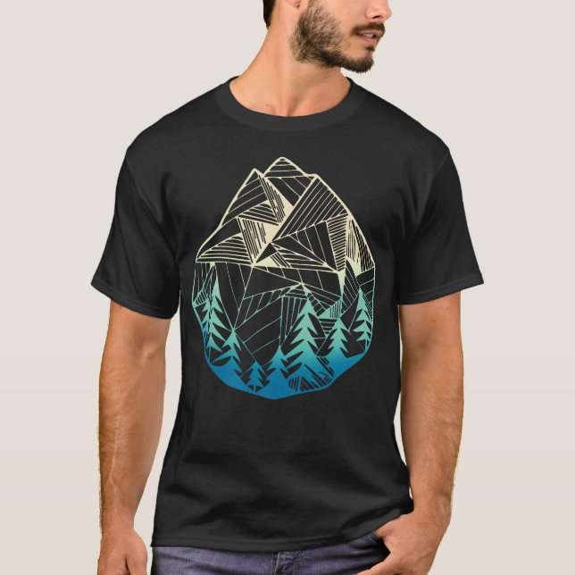 T-shirt Géométrie minimale des montagnes Randonnée extérie (Devant)