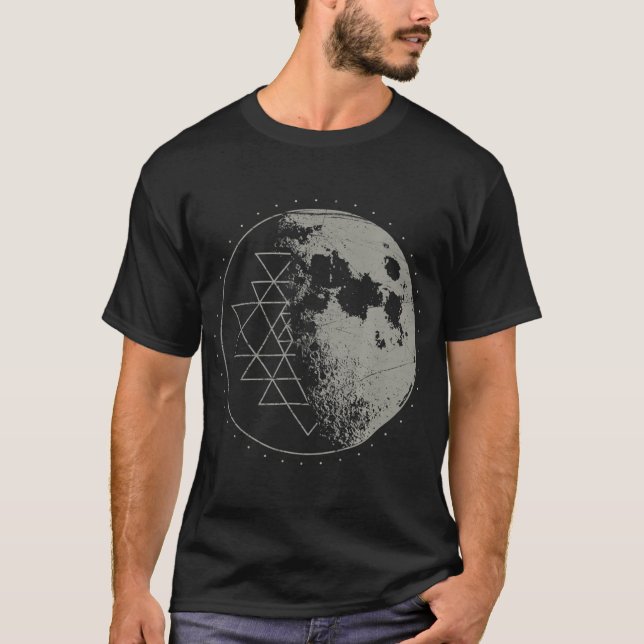 T-shirt Géométrie sacrée Sri Yantra Lune Psychedélique (Devant)