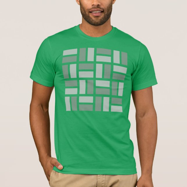 T-shirt géométrique de Basketweave dans vert et le (Devant)
