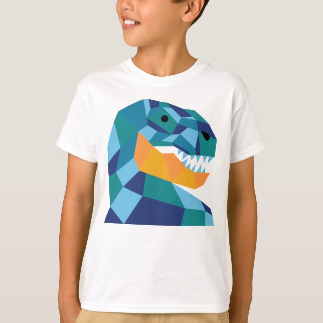 T-shirt géométrique de dinosaure pour des enfants (Devant)