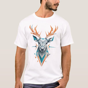 T-shirt géométrique Deer Art   Faune moderne