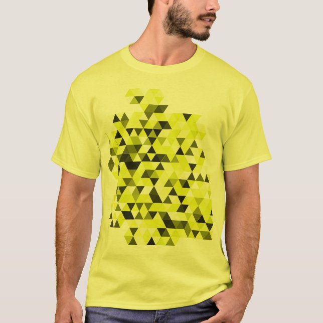 T-shirt géométrique jaune de motif de triangles (Devant)