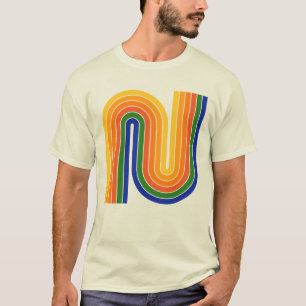 T-shirt géométrique les années 70 style rétro colo