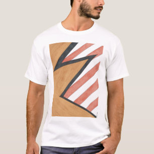 T-shirt géométrique rouge et orange de motif