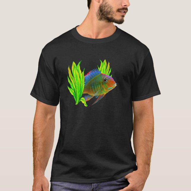 T-shirt Geophagus Eartheater Cichlid Aquarium Gardiens Poi (Devant)