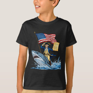 T-shirt George Washington à cheval sur un requin le 4 juil