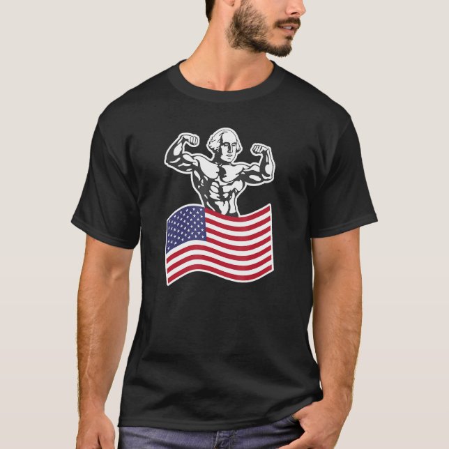 T-shirt George Washington Buff American Flag (Devant)