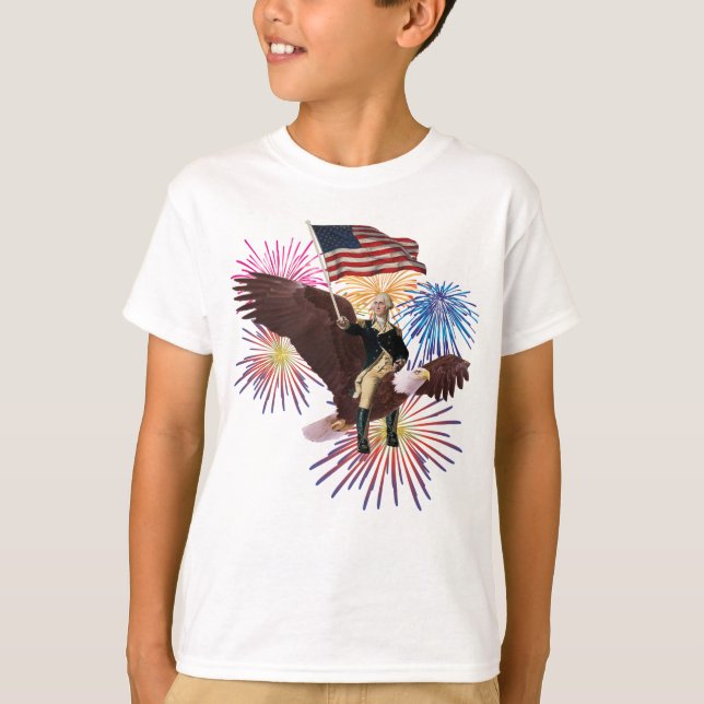 T-shirt George Washington chevauchant un aigle avec un dra (Devant)