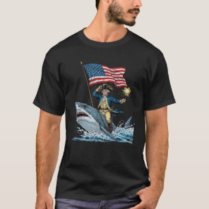 T-shirt George Washington équitation requin drôle Juillet