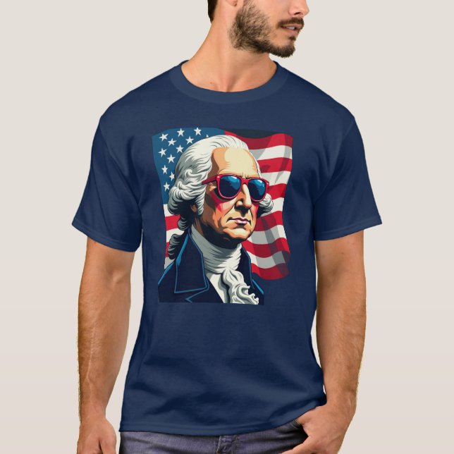 T-shirt George Washington Lunettes de soleil Drapeau améri (Devant)