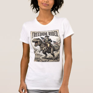 T-shirt George Washington patriotique à cheval sur T-rex L