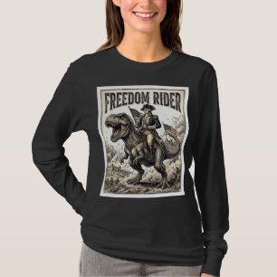 T-shirt George Washington patriotique à cheval sur T-rex L