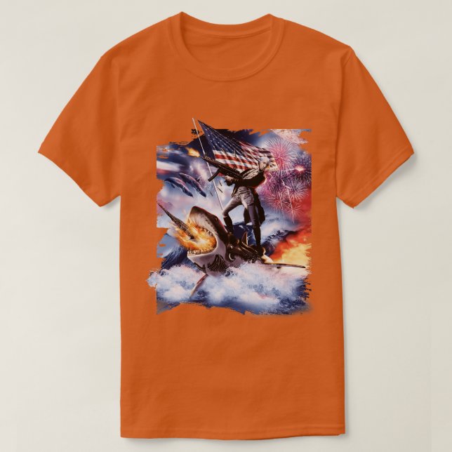 T-shirt George Washington Riding Shark (Design devant)