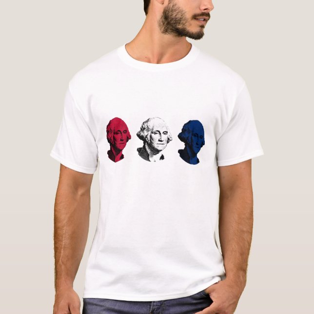T-shirt George Washington rouge, blanc, et bleu (Devant)