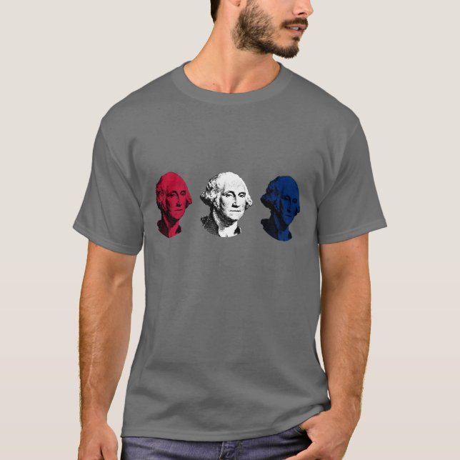 T-shirt George Washington rouge, blanc, et bleu (Devant)