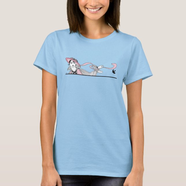 T-shirt Georges Barbier 1920s Mode Dame et Oiseau (Devant)