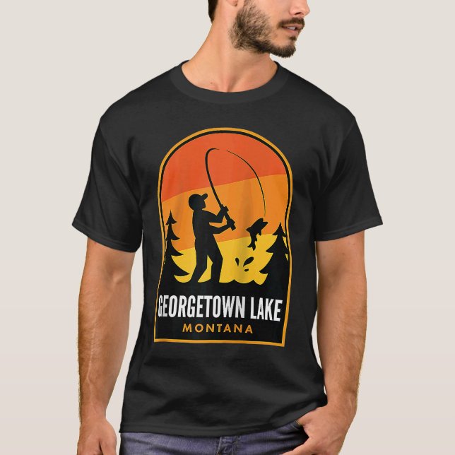 T-shirt Georgetown Lake Montana Pêche Raglan (Devant)