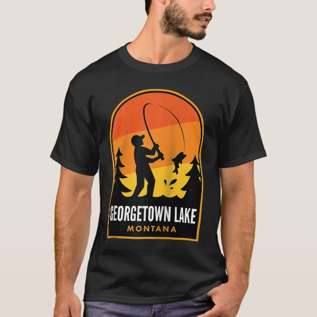 T-shirt Georgetown Lake Montana pêche raglan (Devant)