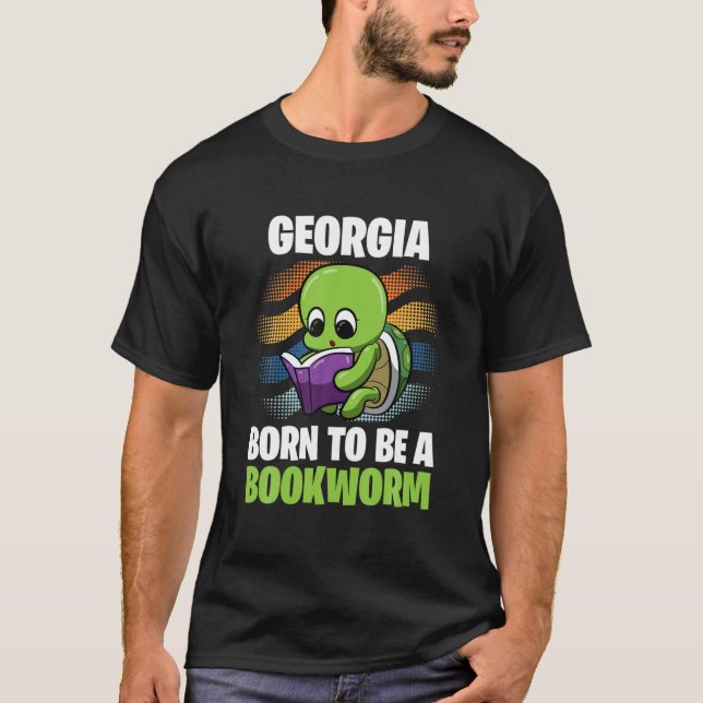 T-shirt Georgia - Born To Be A Bookworm - Personalized (Devant)
