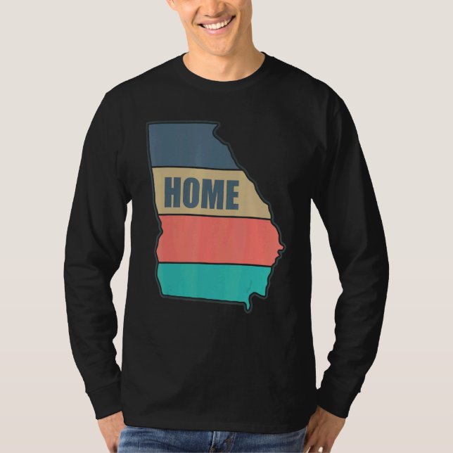 T-shirt Georgia Home State Retro Peach Shape Skyline (Devant)