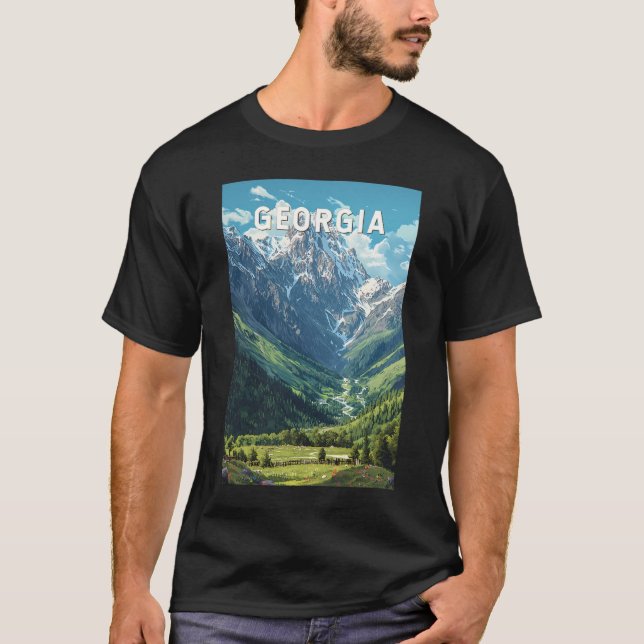 T-shirt Georgia Illustration Travel Art Vintage (Devant)
