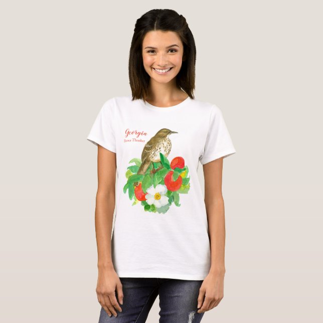 T-shirt Georgia Peach Brown Thrasher Bird (Devant entier)