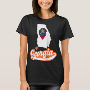 T-shirt Georgia Statecontour avec drapeau Amour GA Raglan