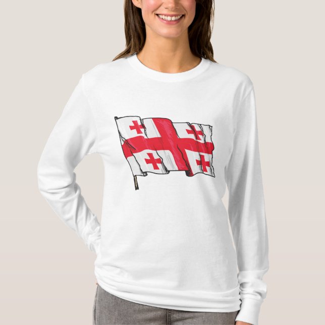 T-shirt Georgian Flag Red and White Cross (Devant)