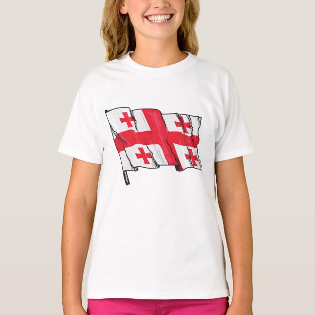 T-shirt Georgian Flag Red and White Cross (Devant)