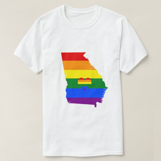 T-shirt Géorgie Gay pride Arc en ciel Drapeau Coeur GLBTQ  (Design devant)